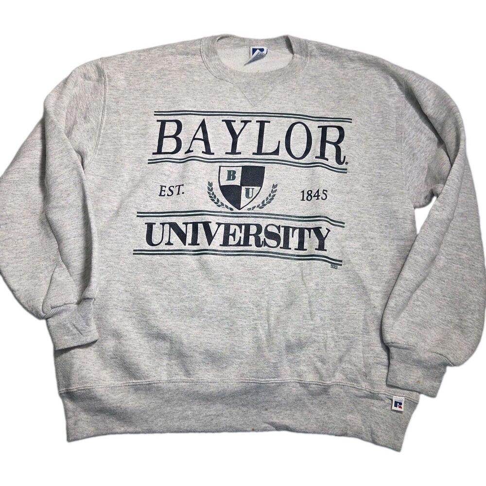 ​Vintage 90s Russell Athletic Baylor University Sweatshirt XL Gray Made In USA